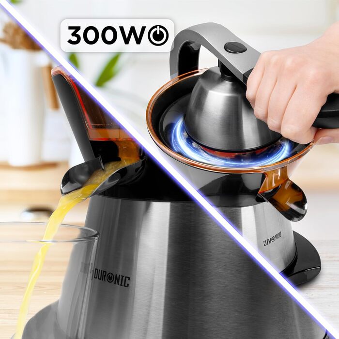 Електрична соковитискачка Duronic Saftpresse 600W з нержавіючої сталі, 400мл, 2 конуси, для цитрусових, висока продуктивність, з фільтром
