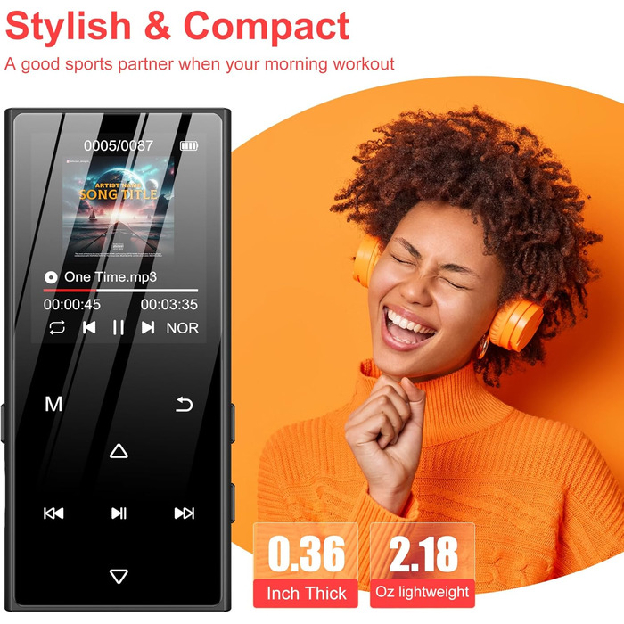 MP3-плеєр SWOFY 128GB з Bluetooth 5.3, 1.8