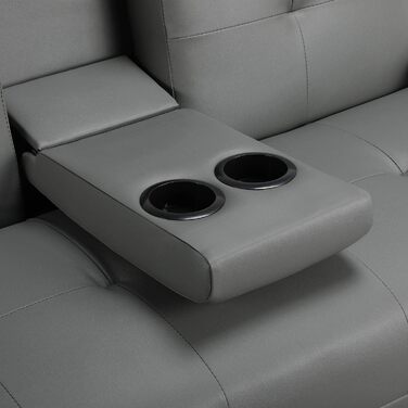 Yaheetech 3-Seater Convertible Sofa Bed with Cup Holders and Reclining Backrest