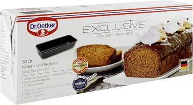 Dr. Oetker Kastenform 30 cm EXCLUSIVE, cake tin for juicy cakes and hearty breads, loaf tin with enamel sealing (color: Grey-Brown/Crème), quantity: 1 piece