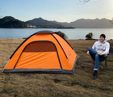 Намет кемпінговий 3-4 особи Campingzelt помаранчевий: легкий, водонепроникний, з вентиляцією та захистом від комарів