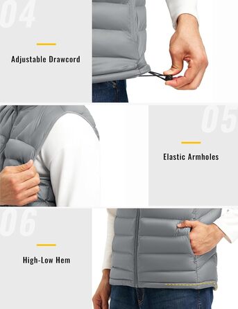 Чоловіча жилетка Rdruko з утеплювачем, світло-сіра, для активного відпочинку та туризму, 5 кишень (XXL)