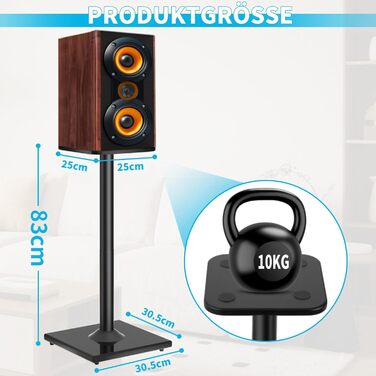 Підставка для акустики, регульована висота, 1 пара, для сателітної та поличкової акустики, до 5 кг, з кабелепроводом (SB-202-висота не регулюється)