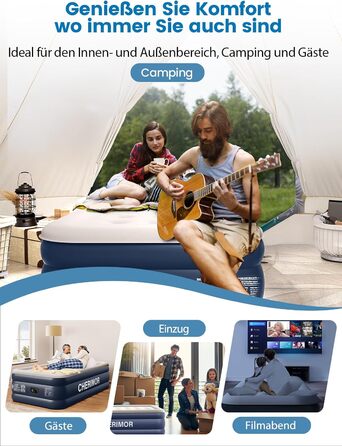 Надувний матрац самонадувний з вбудованим насосом, 203x152x46 см, 363 кг (1 особа)