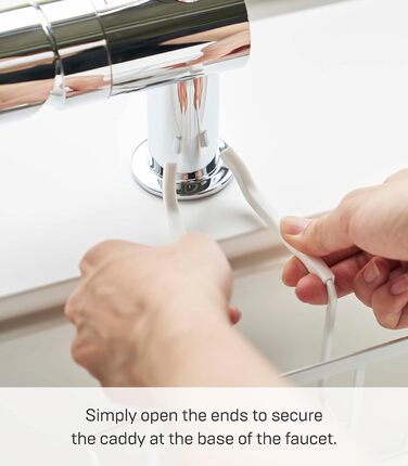 YAMAZAKI 5639 Tower Sink Organizer, White, Steel/Silicone, Minimalist Design, 20.3 x 18.5 x 14 cm (LxBxH)