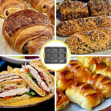 JAOGAUS 6-Piece Baguette Baking Sheet, High-Quality Roll Baking Mold, Baguette Sheet, Baguette Baking Mold, Bread Baking Forms, Perforated, Non-Stick Food Grade, Easy to Clean, Bread Baking Accessories (Gray)
