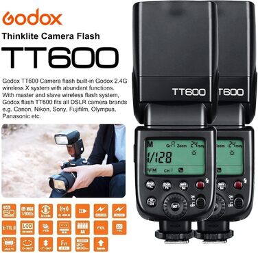 Godox TT600 - Бездротовий спалаж Speedlite Master/Slave для Canon, Nikon, Pentax, Olympus, Fujifilm, Panasonic