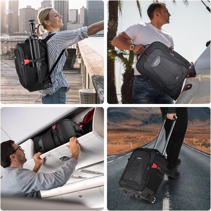 Рюкзак-тележка для камери NEEWER 2-в-1 NW-DA410T: водонепроникний, знімний, для фотообладнання та ноутбука