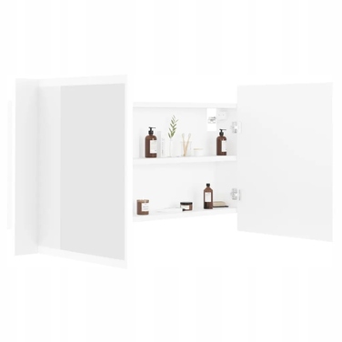 Шафа у ванну кімнату з LED-дзеркалом та RGB-підсвіткою, біла, 90x12x45 см