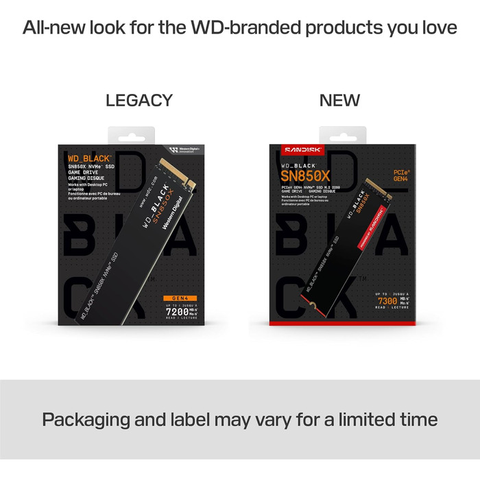 SSD WD_BLACK SN850X 1TB NVMe PCIe Gen4 - ігровий накопичувач, 7300 МБ/с читання, 6300 МБ/с запис