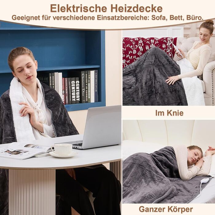 Електрична ковдра Cozysoon з 4 рівнями нагріву та таймером, 180x130 см, з автовимкненням, пральна машина