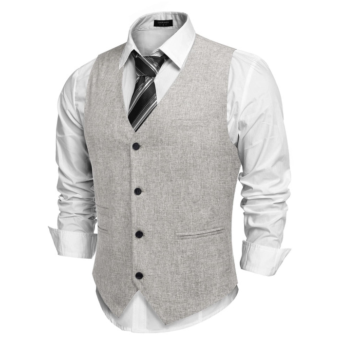 Жилет чоловічий COOFANDY Casual, для ділового стилю, вечірок та весілля, світло-сірий, XXL