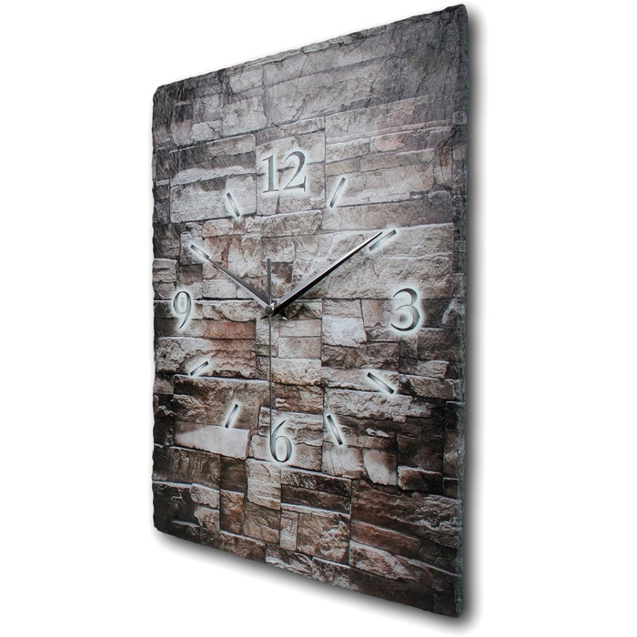 Designer wall clock made of stone (ceramic), size approximately 35x25cm, with a whisper-quiet movement (stone-masonry, quiet quartz movement)