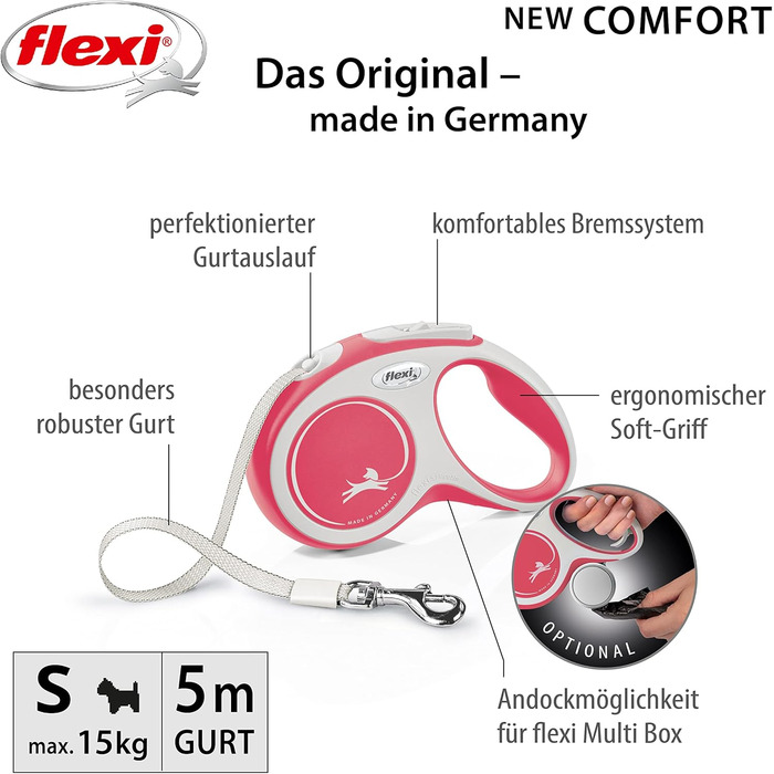 Flexi Comfort L рулетка для собак до 50 кг, 8 м, червона