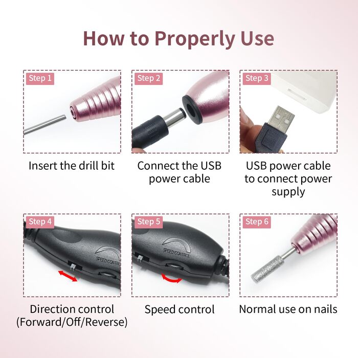 Електрична фрезер для нігтів JODSONE 6 в 1 – бездротова, 20000 об/хв, USB-зарядка, для гель-лаку, манікюрний набір з регулюванням швидкості