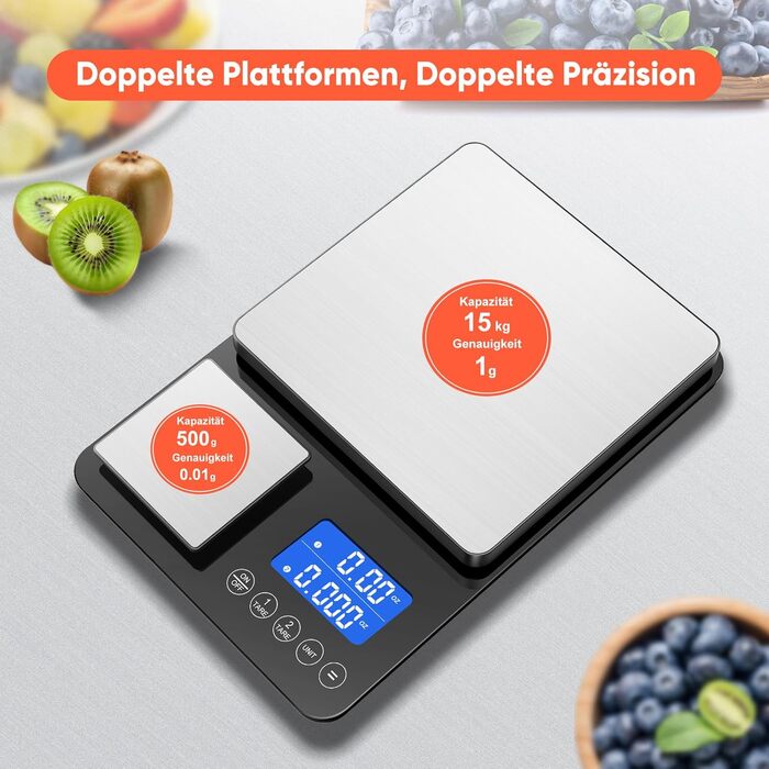 Цифрова кухонна вага 10 кг з LCD дисплеєм та функцією тарування, для випічки, приготування їжі та зважування ювелірних виробів, з точністю 1 г (срібна - K700H)