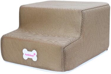 Сходинки для собак на 2 щаблі: для ліжка, дивану, 20 см, широкі, антиковзні, для маленьких, старих, великих собак та котів, Khaki