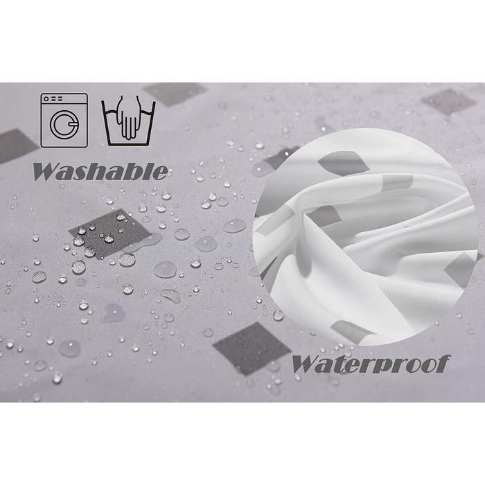 Штора для душу YOUNG DA текстильна біло-сіра з малюнком 