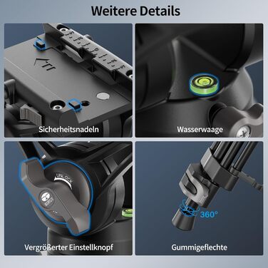 Штатив відео SIRUI AVT-11 з 360° Fluid-головкою, 180 см, для DSLR/Camcorder, алюміній, вантажопідйомність 10 кг