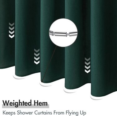 Шторка для душу MIULEE з льону, 120x200 см, важка, поліестер, водовідштовхувальна, з антигрибковим покриттям, для ванної кімнати, 8 петель, темно-зелена