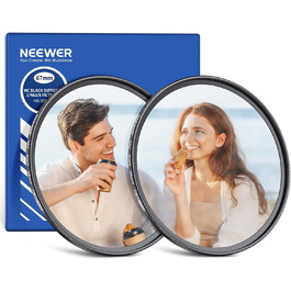 NEEWER Фільтр дифузії 67mm 1/4 & 1/8 для об'єктивів камер, 2 шт., ефект кіно, багатошарове скло, кейс, серветка, для портретної зйомки відео
