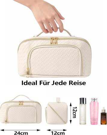 Косметичка для макіяжу велика водонепроникна з PU-шкіри, для подорожей, чорна вінтажна