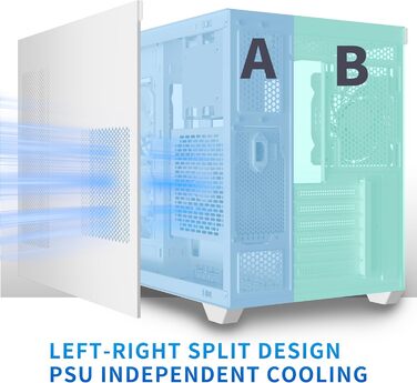 Корпус ПК MUSETEX Y6 ATX з підтримкою 360мм радіатора, Type-C, для геймінгу, з 3 вентиляторами, скляна бічна панель 270°, білий, Mid Tower