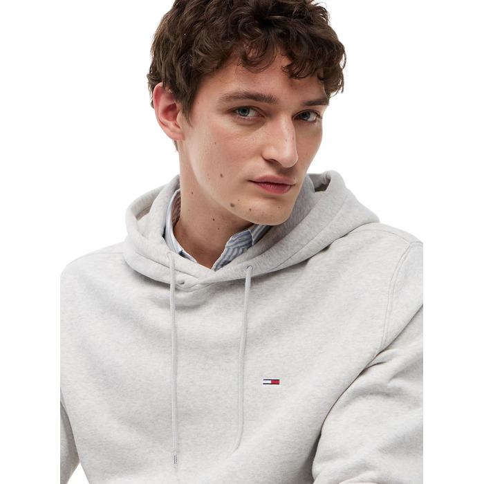 Чоловічий худі Tommy Jeans Regular Fit Flag Fleece з капюшоном, сірий (Silver Grey Heather)