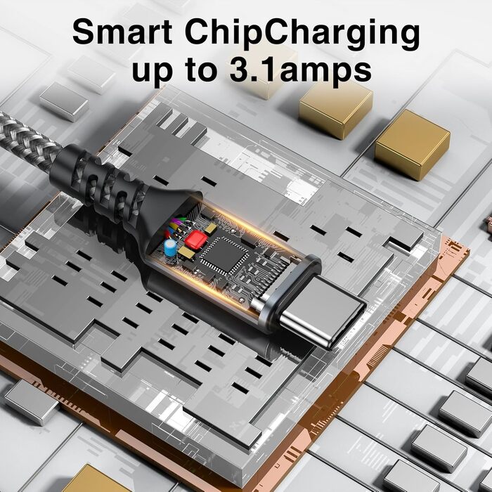 Кабель USB-C [3 шт, 2 м] для Samsung Galaxy: швидка зарядка, 2 м + 2 м + 2 м