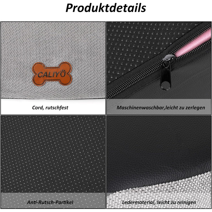 Сходинки для собак Caliyo, 3 сходинки, для маленьких собак та котів, 40 см заввишки, знімний та миючий чохол, протиковзна підставка, для ліжка, дивану та авто (60×40×40 см), сірі