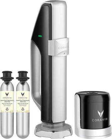 Coravin Sparkling Wine Preservation System - Preserve Sparkling Wine for 4 Weeks - Sparkling Wine Saver - with pure sparkling wine CO2 gas capsules - for Champagne and other sparkling wines
