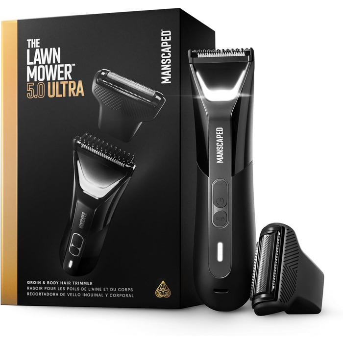The Lawn Mower™ 5.0 Ultra by MANSCAPED™: SkinSafe™ Intimate & Body Hair Trimmer, Man, Bodygroomer, Two Functions - Trimming and Shaving, Hair Removal, Waterproof, Battery Powered, With Case