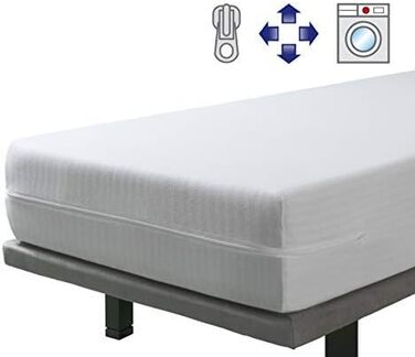 Savel - Stretch and Breathable Mattress Cover | 100x190 cm | with Perfect Fit/Mattress Protector/Zippered Cover. Cotton-blend fabric. Suitable for mattresses up to 30 cm high.