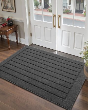 Килимок для дому COLOR&GEOMETRY 44x76 см - машинне прання, протиковзкий, вбираючий, мінімалістичний дизайн для входу, порогу та коридору (Сірий, 92 x 152 см)