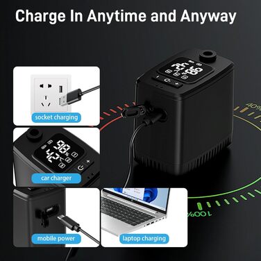Портативний душ для душу на відкритому повітрі з LED-дисплеєм, 8000 mAh, IPX8 водонепроникний, USB зарядка - для кемпінгу, походу, пляжу