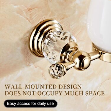 Golden Bathroom Toothbrush Holder, Gold Crystals, Bathroom Hardware