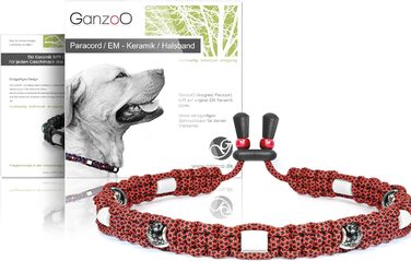 Гарний нашийник для собак Ganzoo EM з кераміки та паракорду 550, з декоративними перлами та EM-трубками, розмір L (52-64 см), регульований