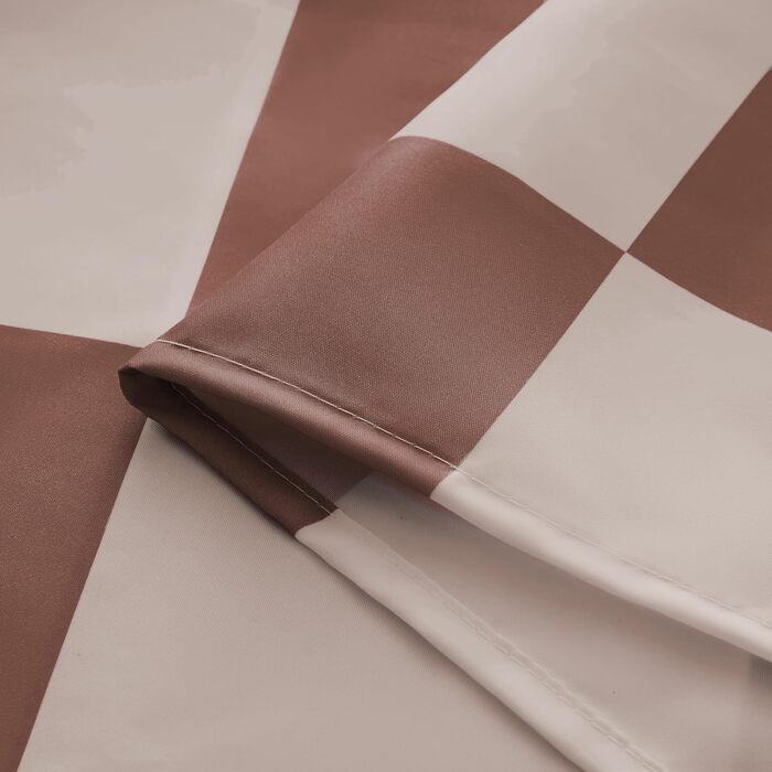 Тканинна шторка для душу в стилі ретро з шаховим візерунком, рожево-хакі, 183x183 см