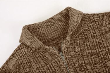 Чоловічий в'язаний кардиган Runcati з довгим рукавом, коміром та замком, з косими візерунками, для сорочок та футболок, XL, коричневий