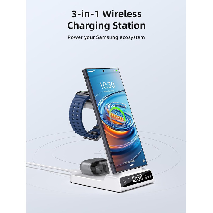 Бездротовий зарядний пристрій для Samsung Galaxy S25 Ultra, Watch Ultra/8/7/6, S24 Z Fold 6/Z Flip 6, Buds - зарядка