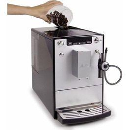 Melitta Solo & Perfect Milk – Fully Automatic Coffee Machine with Milk System, Cappuccino Machine for coffee or cappuccino, silver. Silver Fully Automatic Coffee Machine.