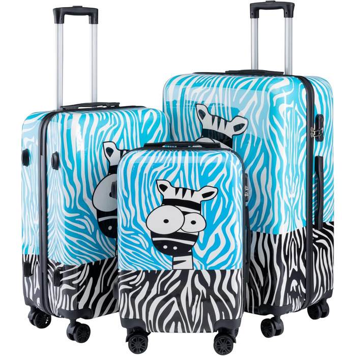 Чемодан Xonic Design: міцний корпус, 360° обертання, кодовий замок, полікарбонат, L/XL або набір 3 шт (Зебра)