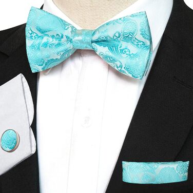 Набір краватки, кишенькового хустинки та запонок JEMYGINS Paisley для чоловіків (світло-блакитний)