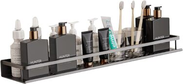 Suction Cup Shower Shelf No Drilling, Adhesive Shower Rack, No Drilling Shower Gel Holder, Bathroom Shelf No Drilling, Black, 60cm