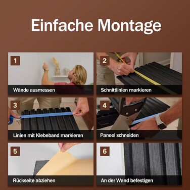 Акустичні панелі з дерев'яного шпону самоклеючі, набір 2 шт. 100x52 см, звукопоглинаючі стінові панелі для шумоізоляції та декору вітальні, офісу, коричневі