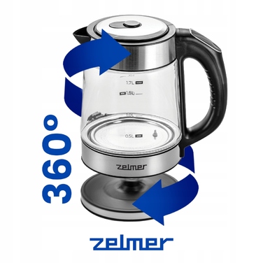 Електричний чайник Zelmer ZCK8033, 2200 Вт, 1,7 л, сріблястий/сірий