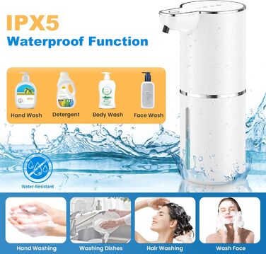 Автоматичний диспенсер для мила з датчиком, настінний, USB, 4 рівня, білий - для кухні, ванної, школи