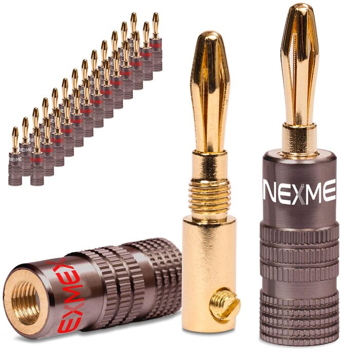 Бананові роз'єми NEXMEX 4 мм, 14 пар (28 шт) позолочені 24K для акустичних кабелів Hi-Fi