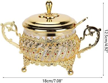 Кашниця для цукру з кришкою та ложкою Kaixinbukaixin, золота, з нержавіючої сталі, для спецій, солі, перцю, цукерок