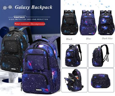 Шкільний рюкзак для хлопчиків Galaxy Print A-блакитний